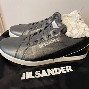 Jil Sander Men's Leather Sneakers 8.5 Metallic Gray